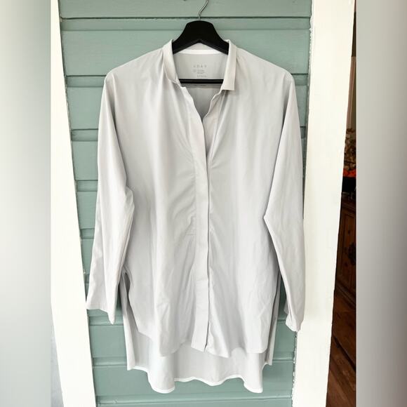 ADAY Something Borrowed grey blouse tailored work office top button front XL - Picture 3 of 10